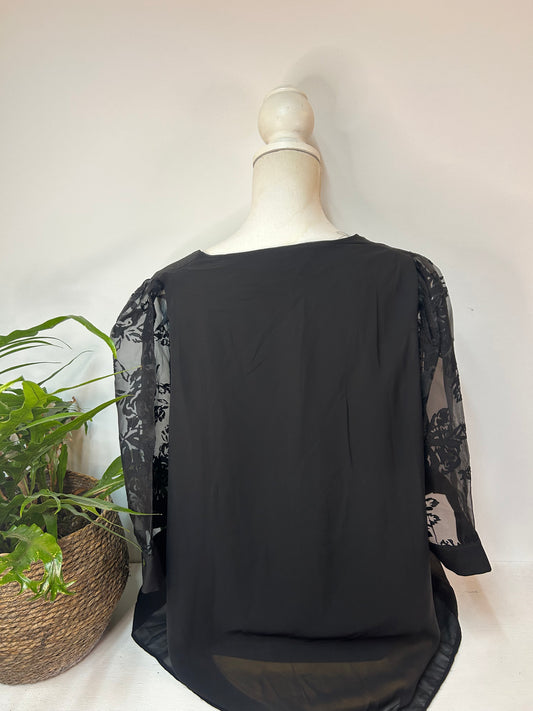 Kurzarm Bluse mit Spitzen Details - Bonprix Collection - Gr. 50