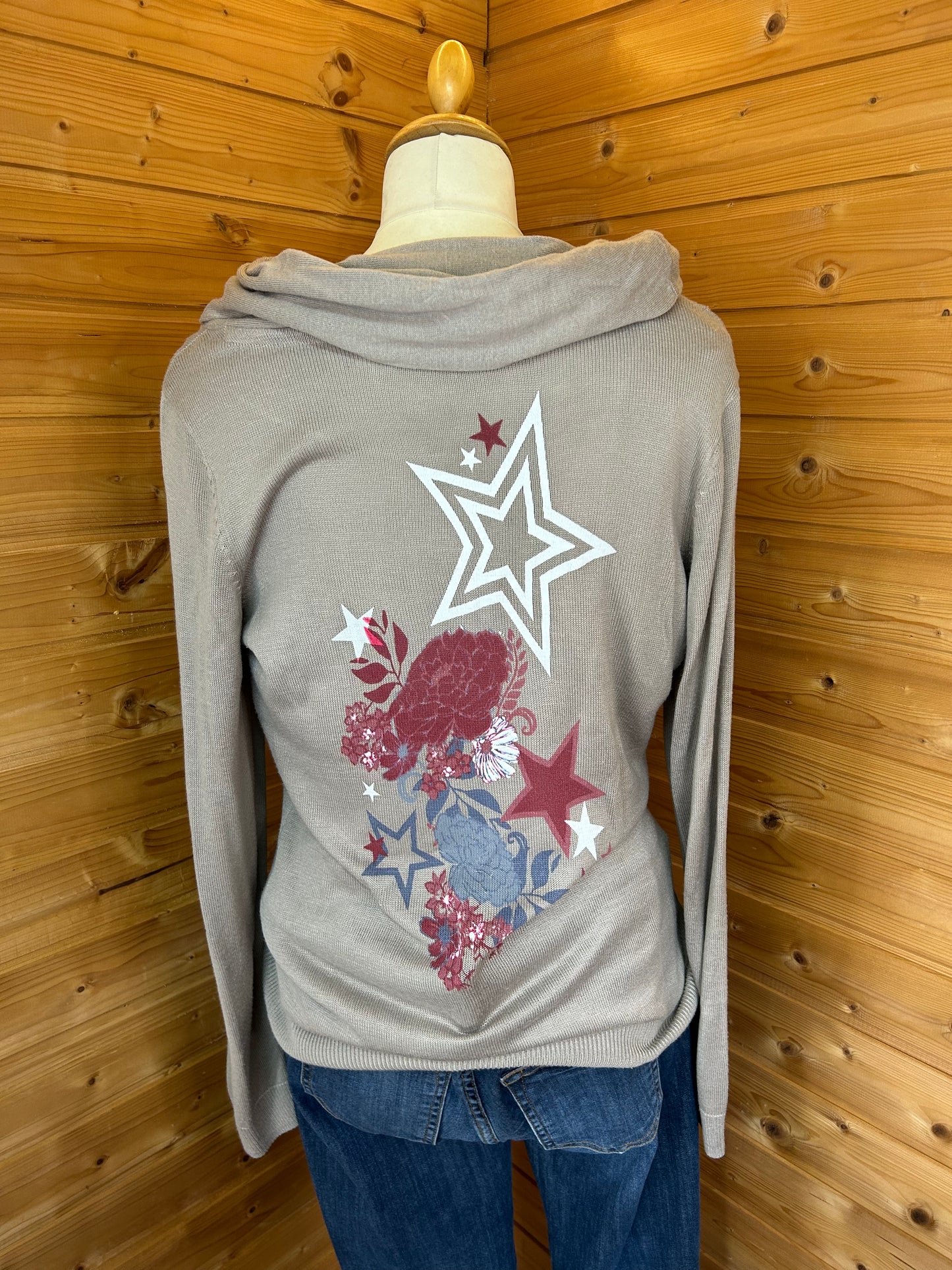 Pullover mit Kragen & coolem Backprint / Rücken Muster - Bonprix Collection - Gr. L