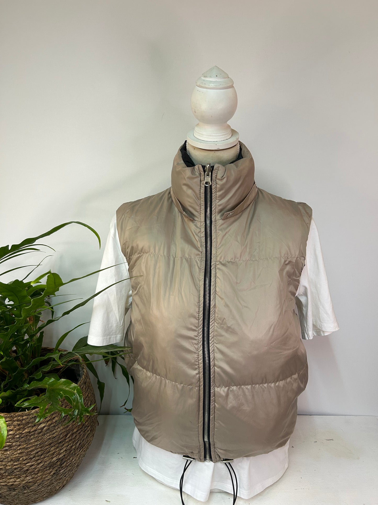 Wendeweste / Jacke - Schwarz / Beige - Gr. S / M