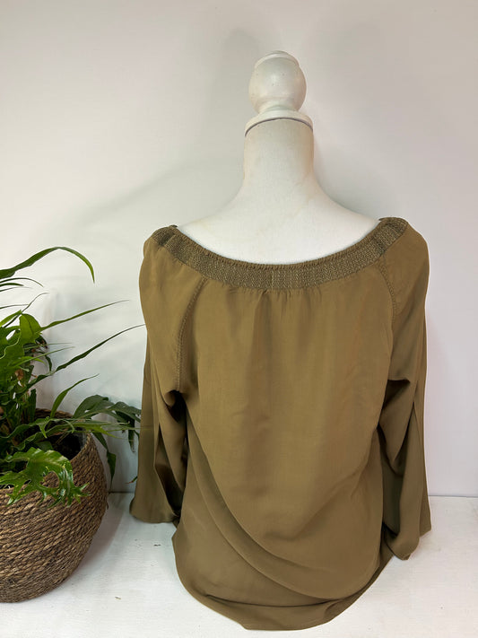 Langarm Bluse mit Stickerei - Esprit - Gr. M / L