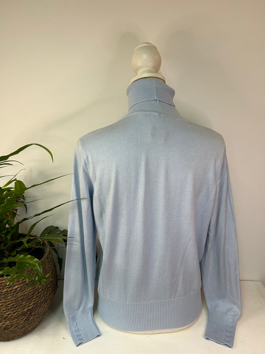 Unifarbener Rollkragen Pullover - Rabe - Gr. L