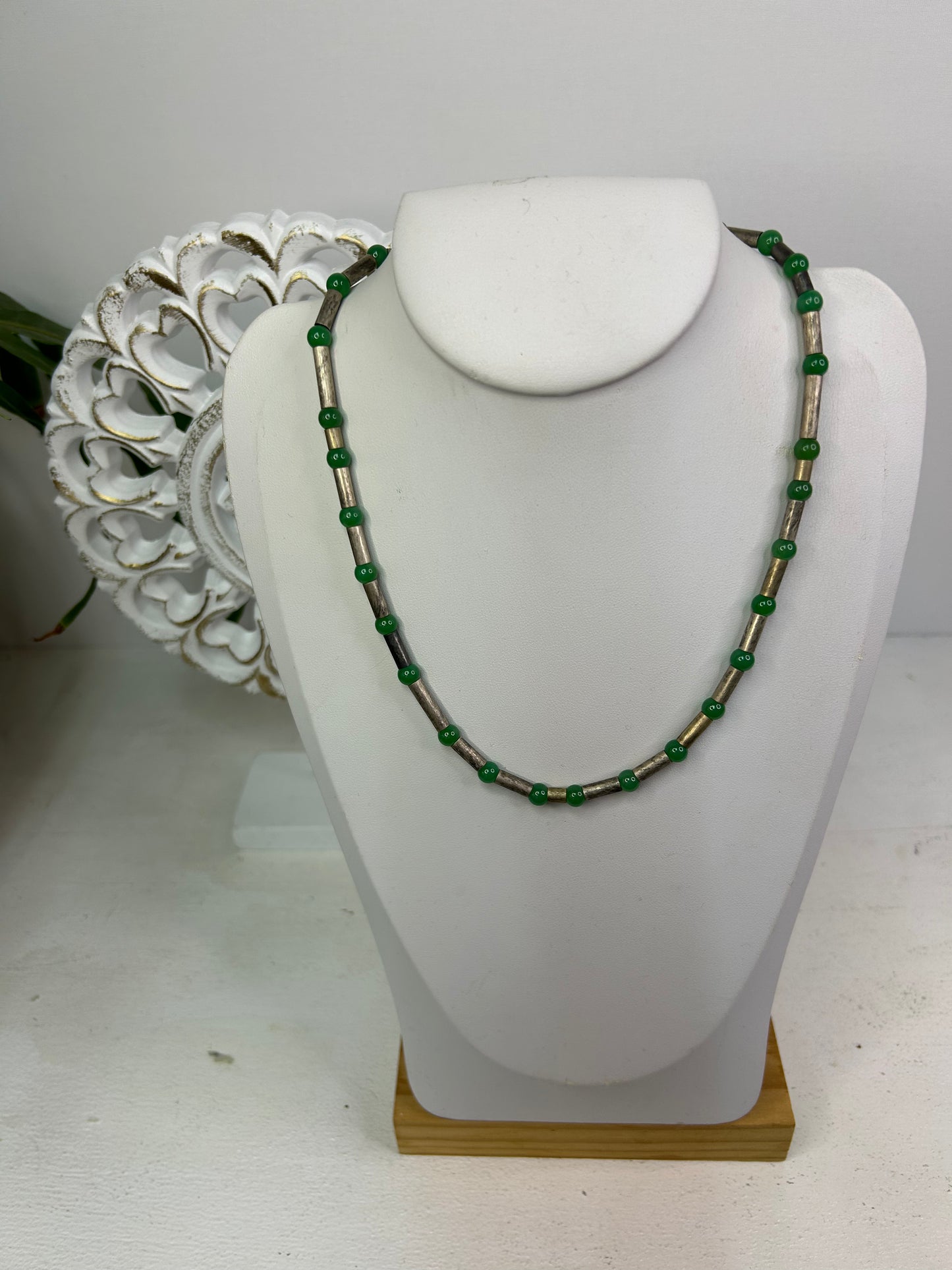 Handgemachte Halskette mit Jade/ Aventurin & Silber - Unikat - Schmuck