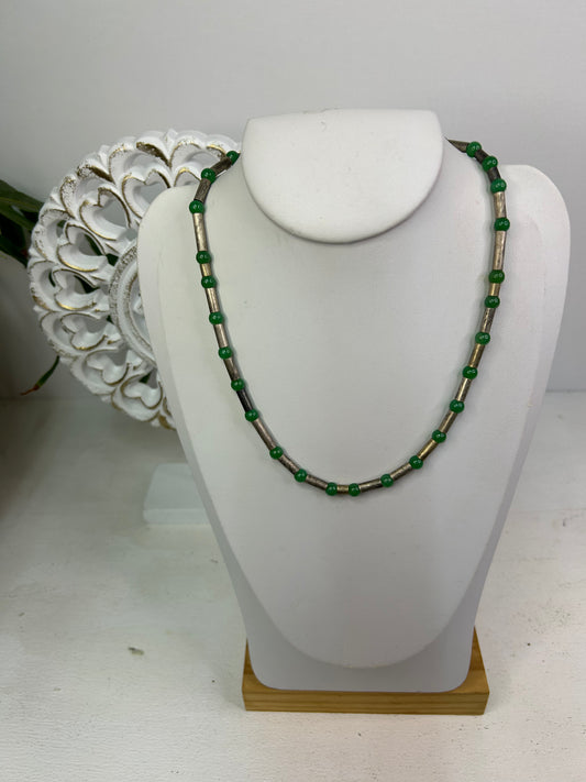 Handgemachte Halskette mit Jade/ Aventurin & Silber - Unikat - Schmuck