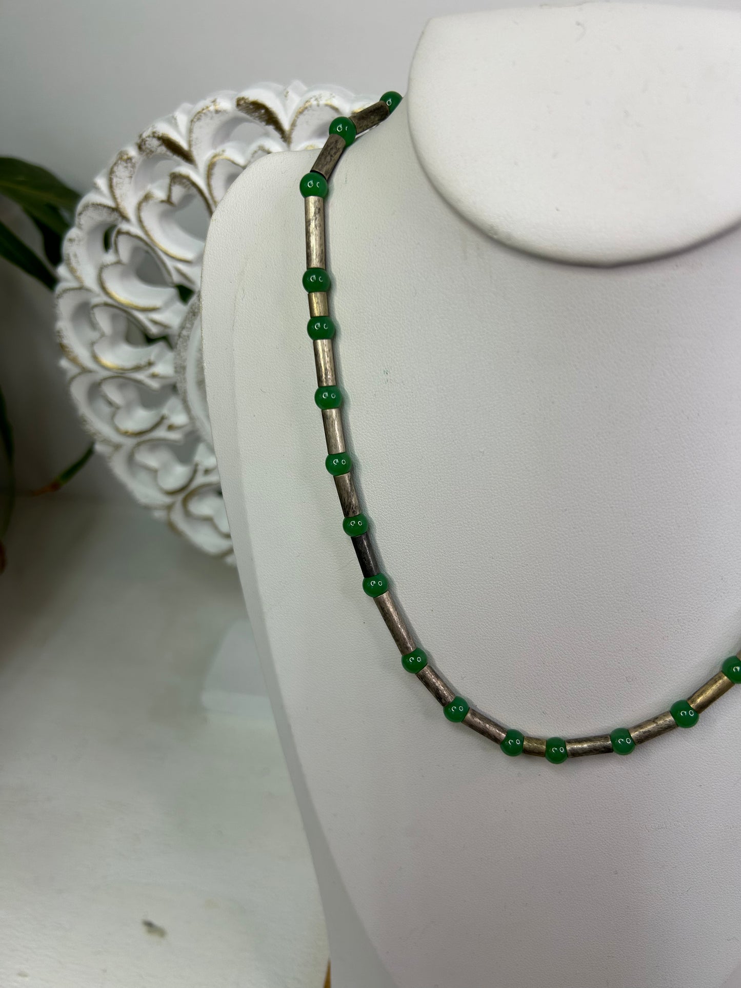 Handgemachte Halskette mit Jade/ Aventurin & Silber - Unikat - Schmuck