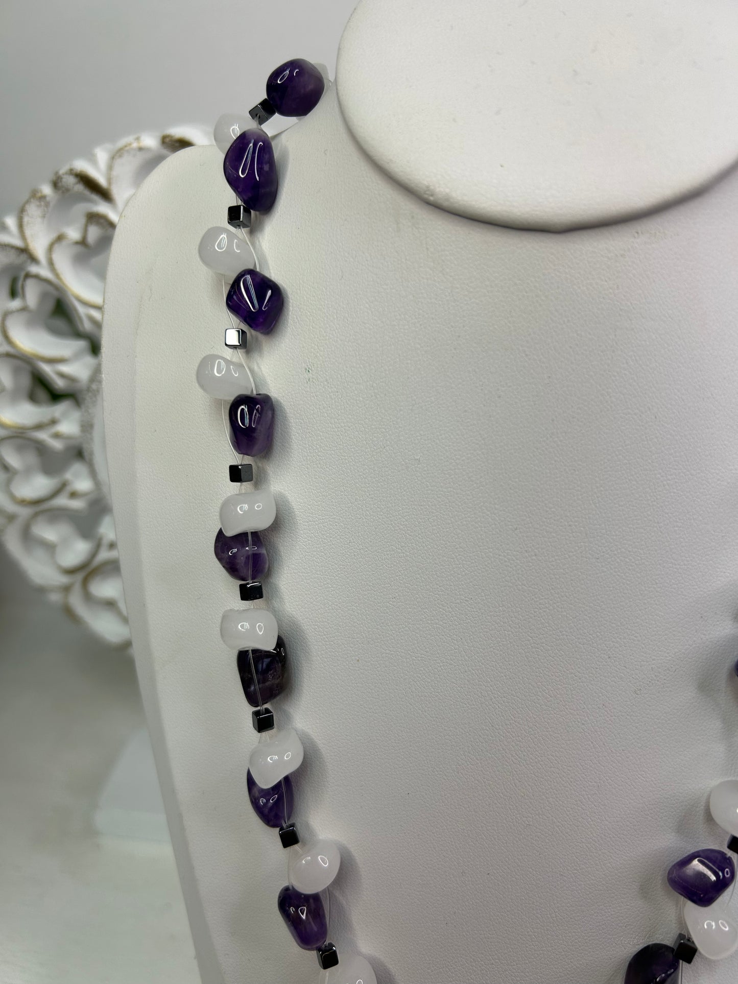 Handgearbeitete Amethyst & Silber Halskette - Unikat - Schmuck