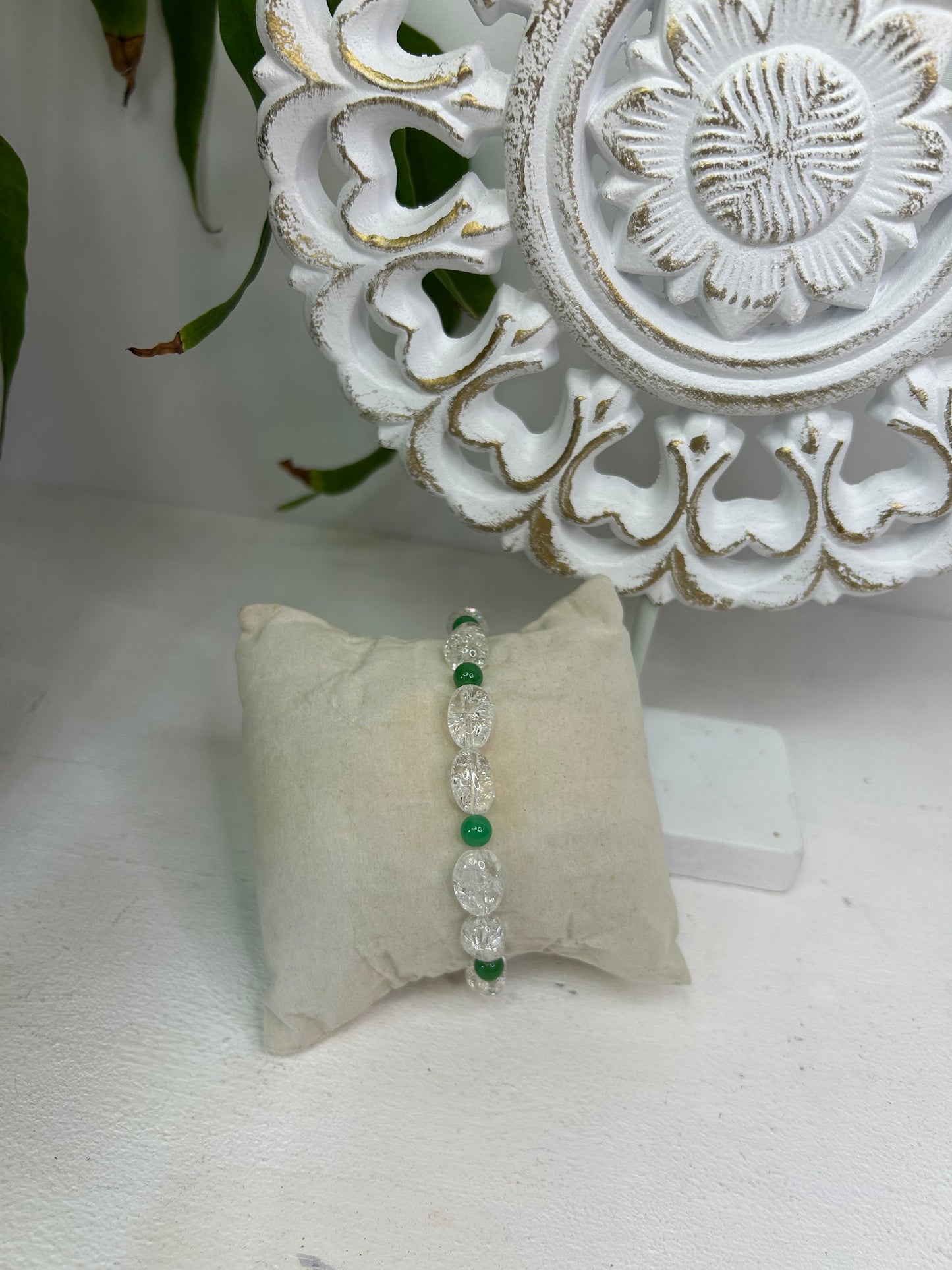 Handgemachtes Armband aus Bergkristall & Chrysopras - Unikat - Schmuck