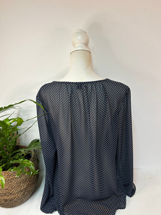 Lockere, durchsichtige Bluse gepunketet - s. Oliver Premium - Gr. L / 40