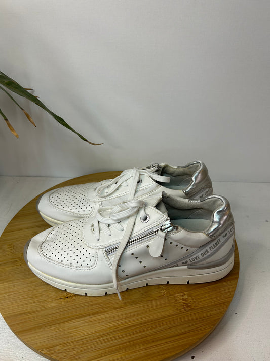 Coole weiße Sneaker Schuhe mit Reißverschlüssen - Love our Planet - Gr. 39