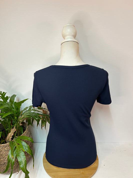 Basic Navyblue Struktur T-shirt - S. Marlon - Gr. M / 38