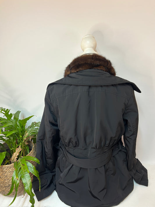 Echtfell Winterjacke mit Taillen Gürtel - caractere - Gr. M / 38 - Designer