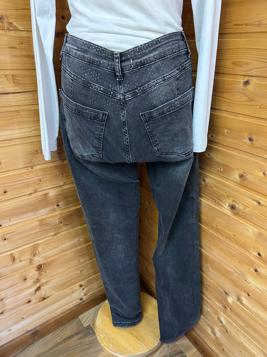 Silber gepunktete Jeans - Cartoon - Gr. L / 40