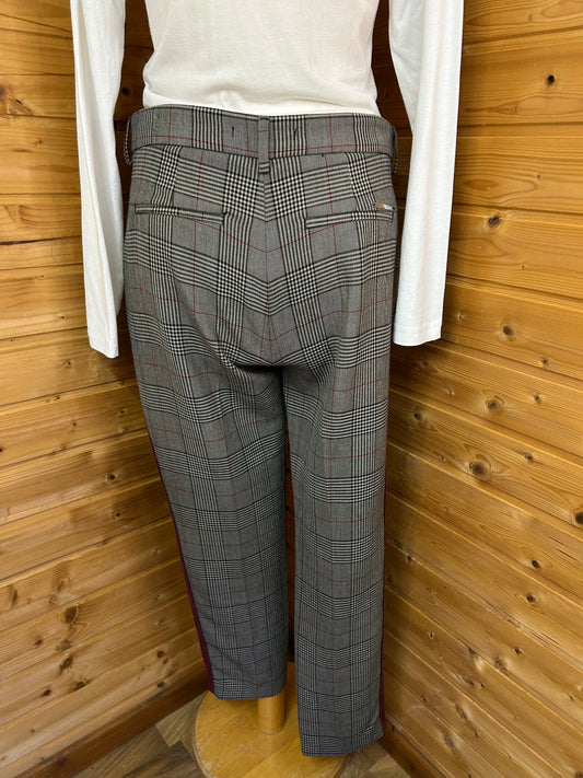 Karierte Stoffhose mit Glitzerstreifen - MAC - Gr. S / 36