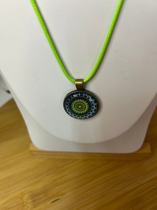 Cabochon Kette Mandala Türkis & Grün - Schmuck - Handgemacht