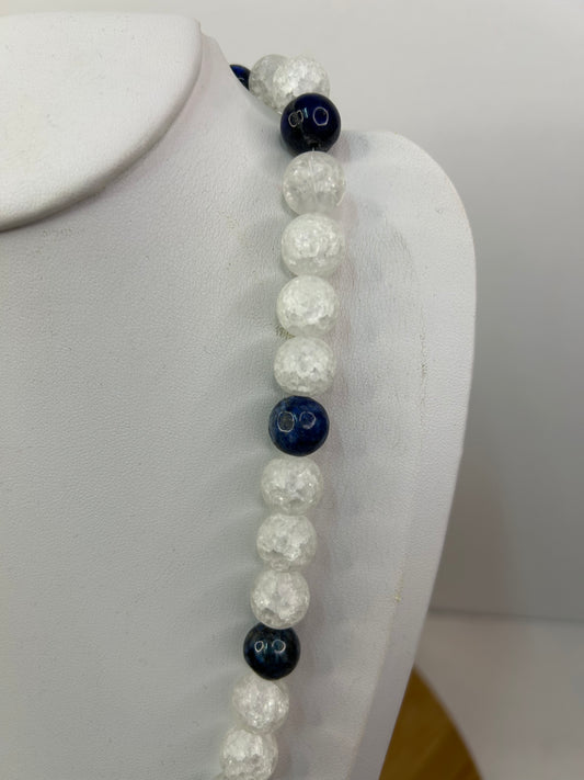 Handgemachte Lapislazuli - Bergkristall Kette - Unikat - Schmuck