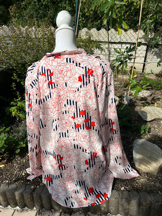 Bluse mit Muster - Rose + Olive Gr. XXL