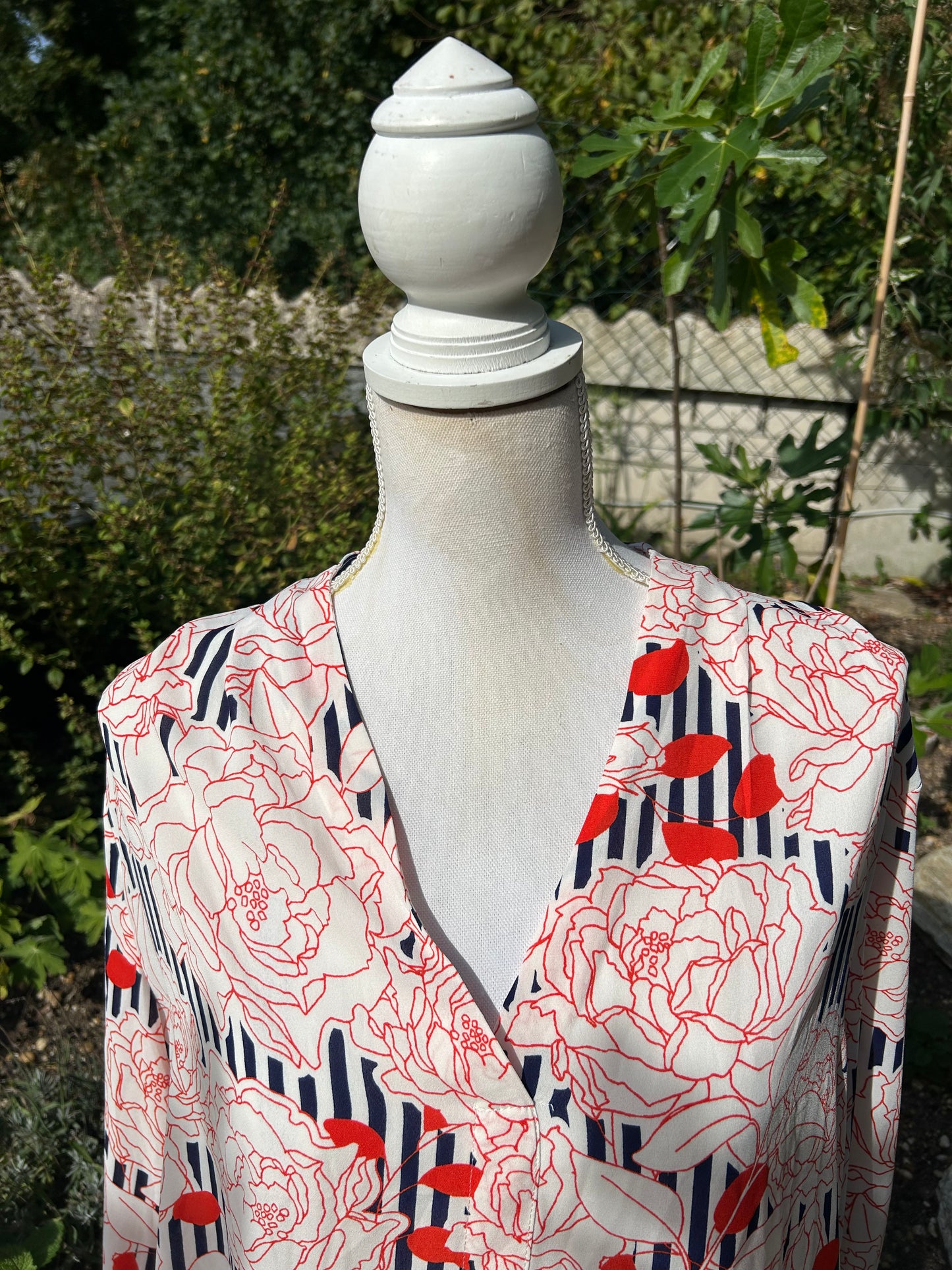 Bluse mit Muster - Rose + Olive Gr. XXL