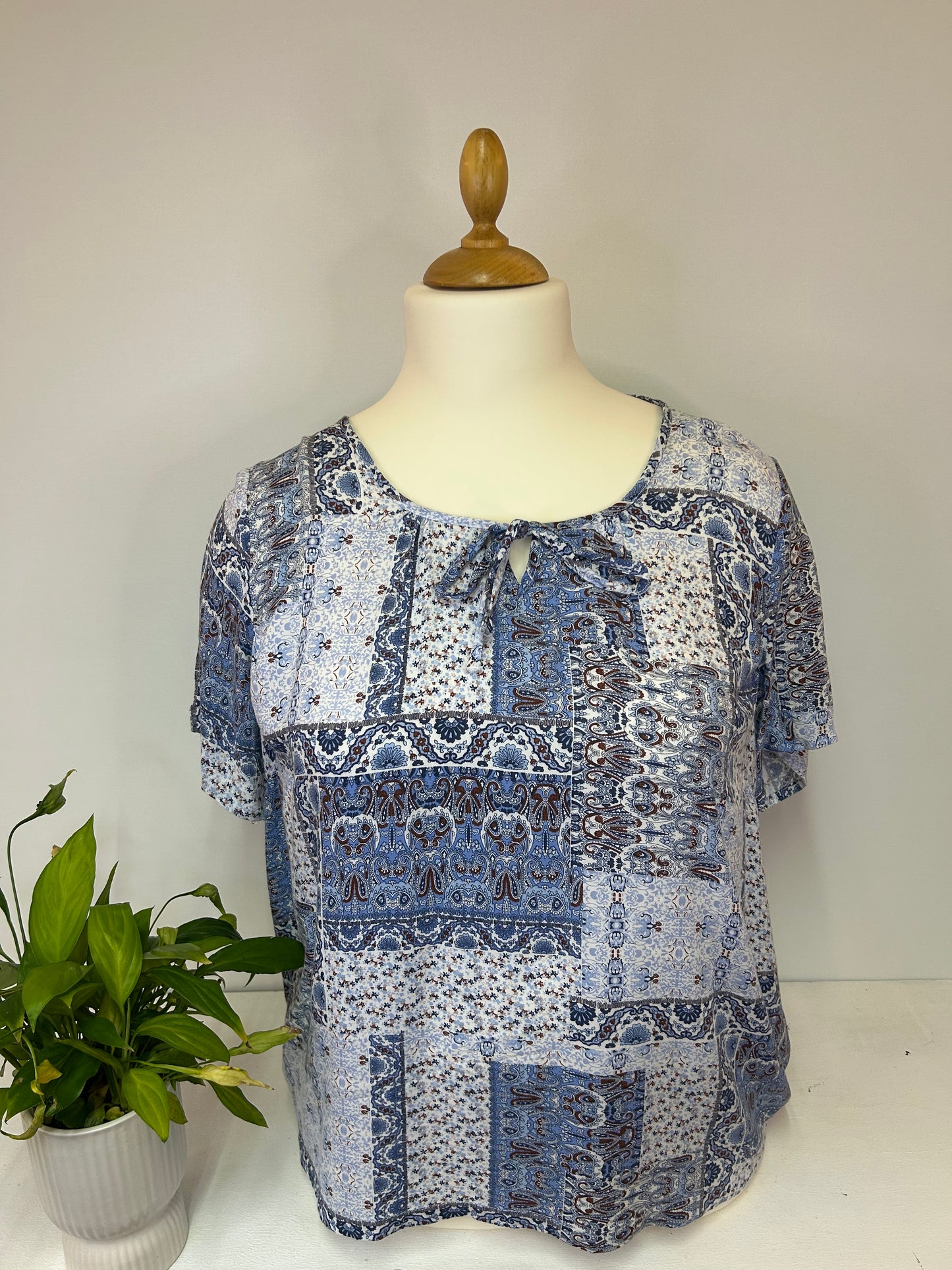 Paisley kurzarm Bluse - Laura Torelli - Gr. XXL