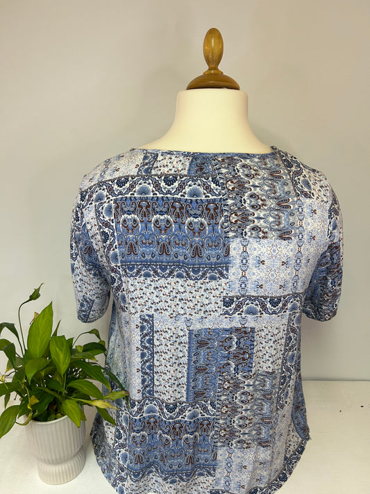 Paisley kurzarm Bluse - Laura Torelli - Gr. XXL