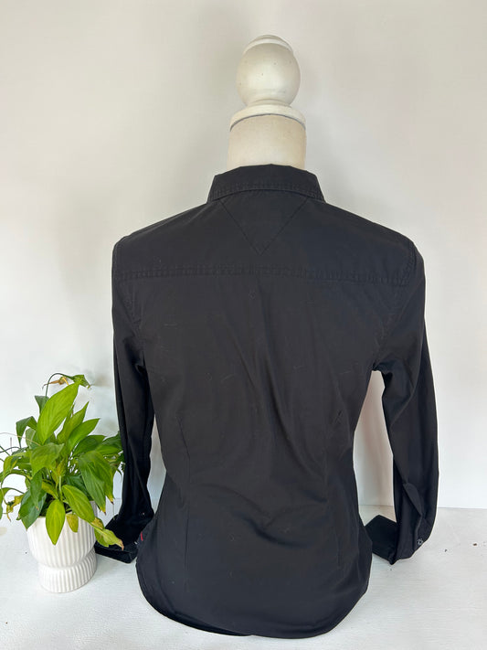 Business Bluse Schwarz mit Kragen - Tommy Hilfiger - Gr. M