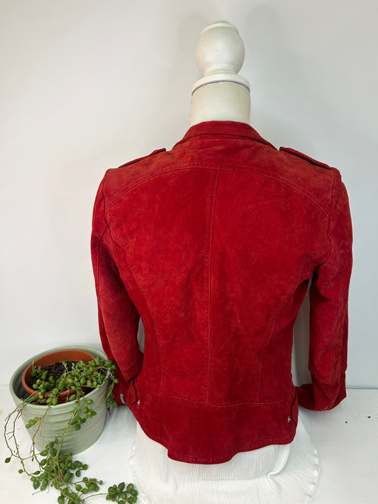 Rote Wildlederjacke - Yessica - Gr. S