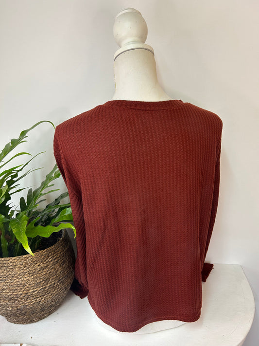 Sweatshirt mit gerippten Muster - Gr. L