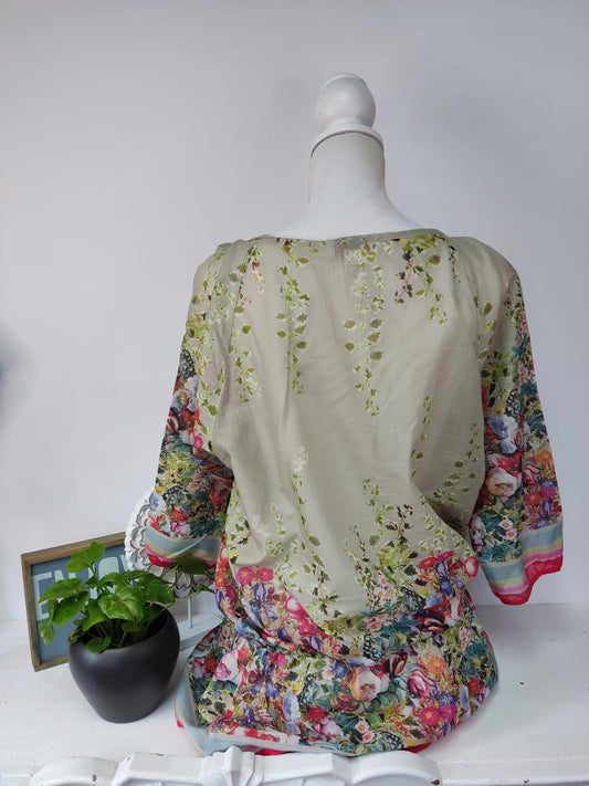 Bunte Bluse mit Gummibund - Linea Tesini - Gr. 42