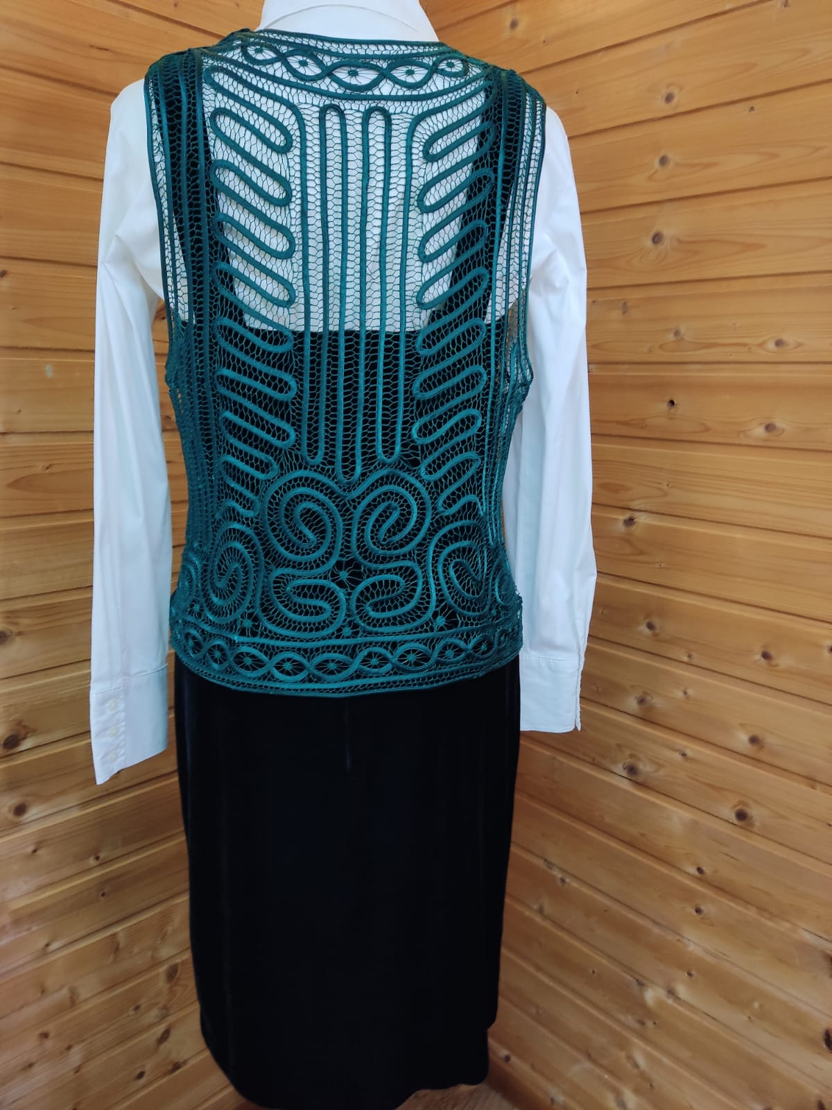Süßes Samtkleid mit Spitzenweste Halloween- Gr. M