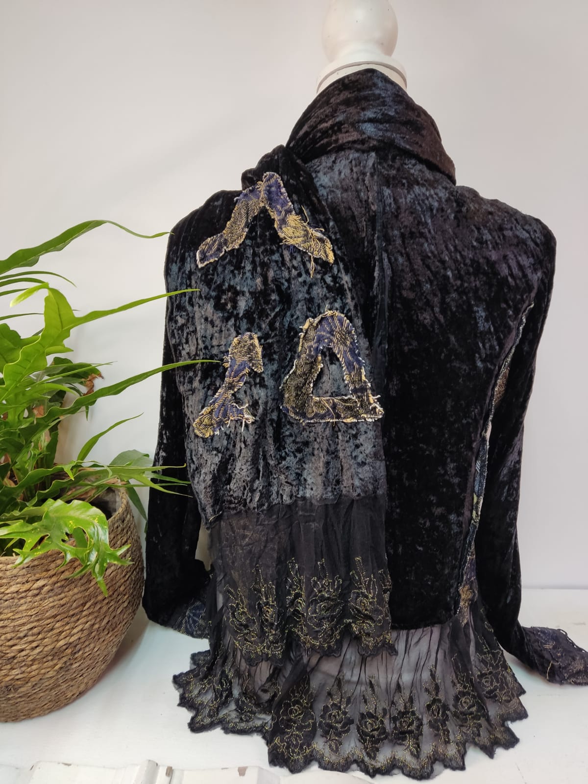 Spitzenblazer mit passendem Schal Halloween - Gr. L