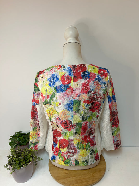 Bunter Damen Blazer mit floralem Muster - LINCI - Gr. L / 40 - XL - 42