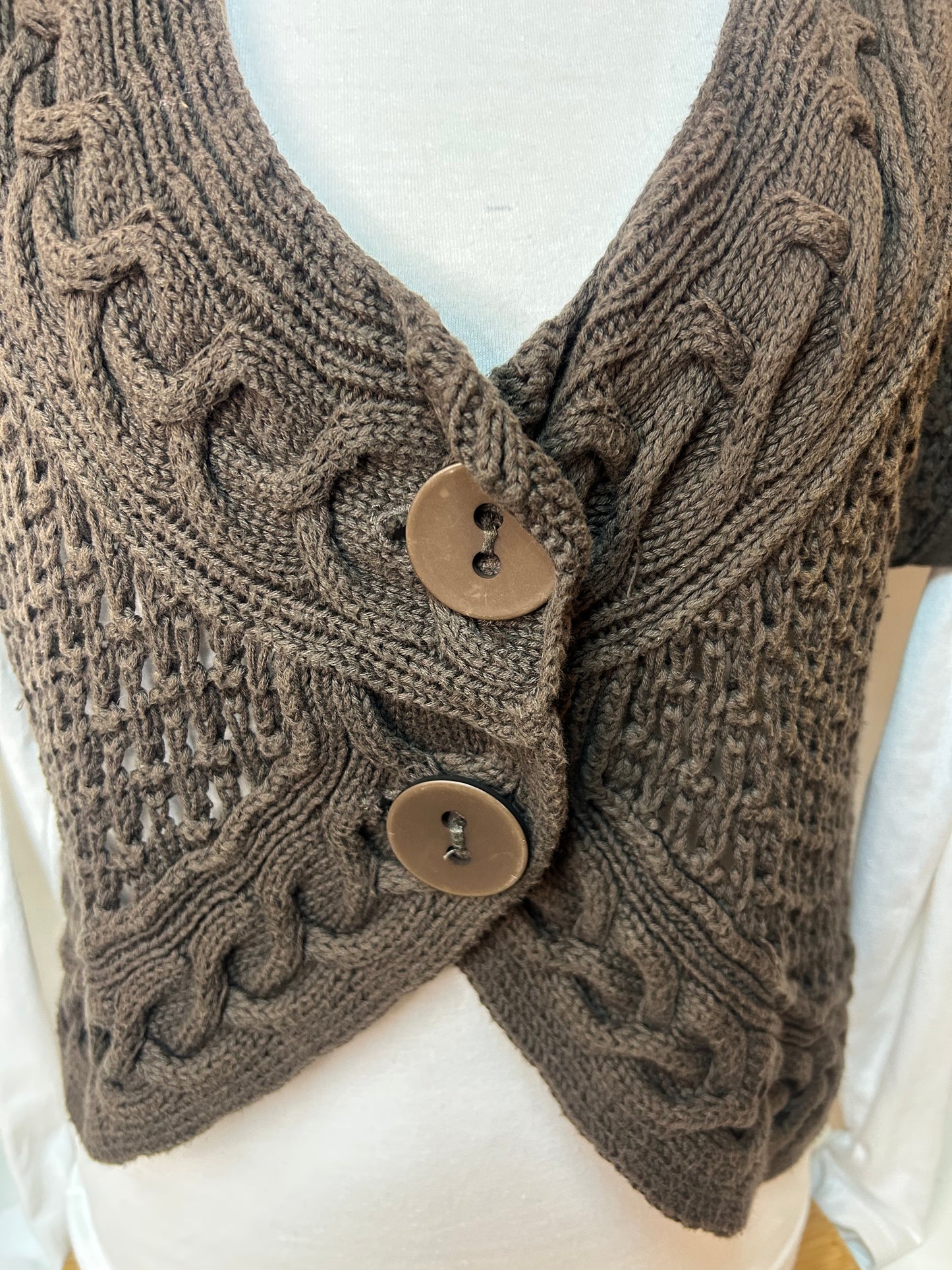 Braune,gehäkelte Damenweste - Zagora - Gr. L / 40 - XL / 42