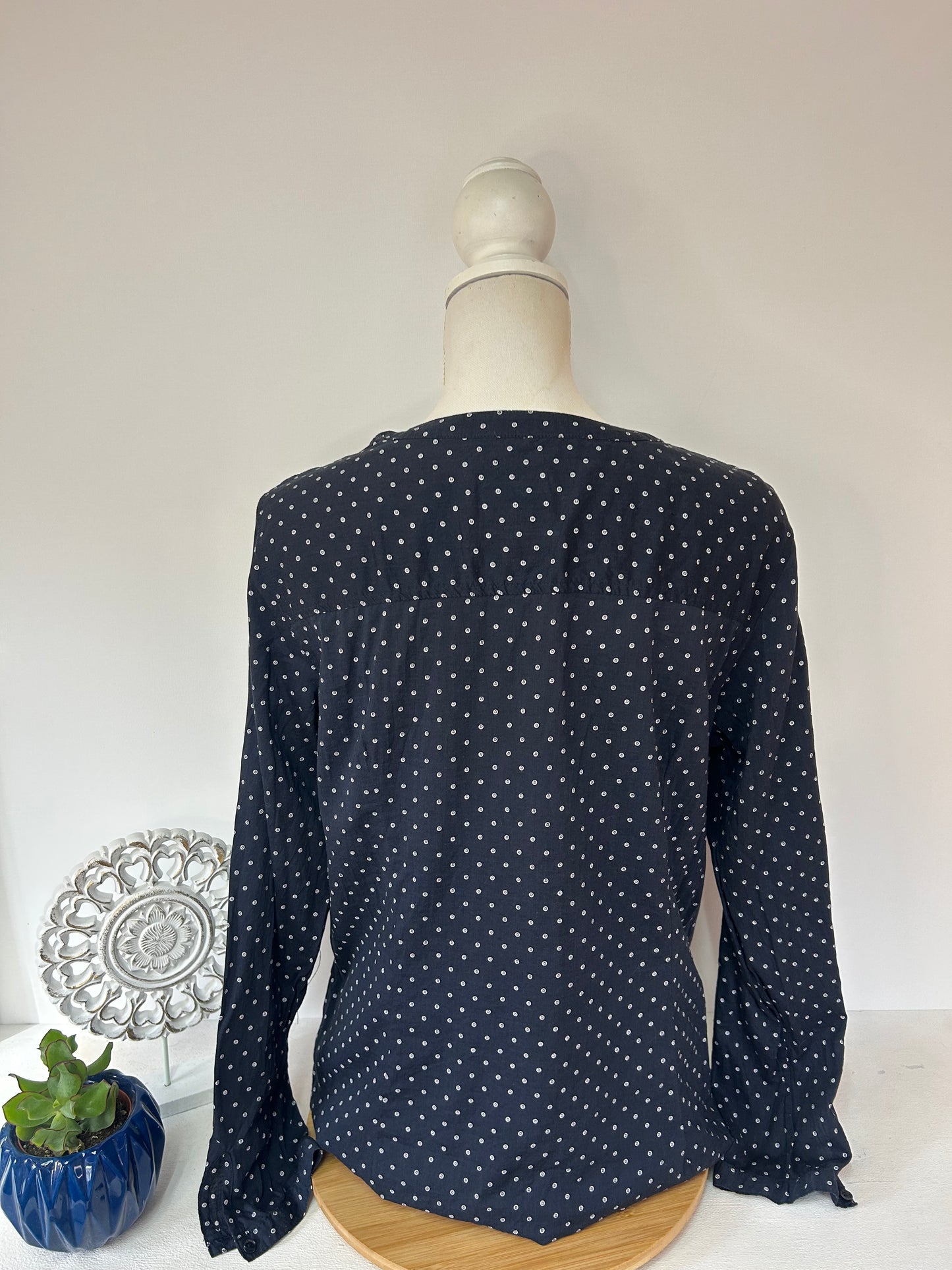 Elegante dunkelblaue Damenbluse mit feinem Muster - Tom Tailor - Gr. L / 40