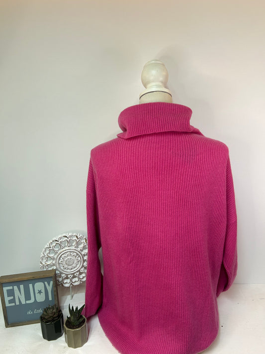 Pinker Damen-Rollkragenpullover aus 100 % Kaschmir - Max Tonso Cashmere - Gr. 44/46 - Designer