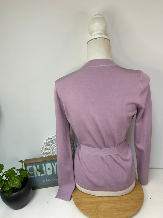 Damen-Strickjacke mit Seiden Anteil in zartem Flieder - Gr. M / 38