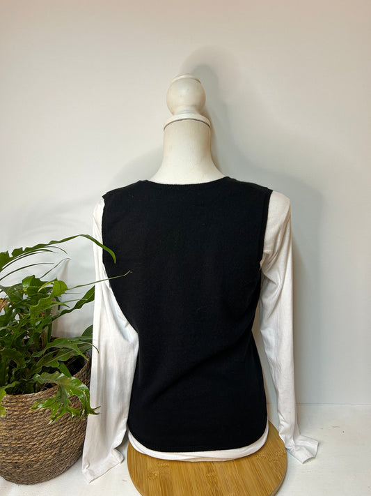 Schlichter, schwarzer Pullunder - Repeat Cashmere - Gr. M / L - 38 / 40 - 100% Cashmere - Designer