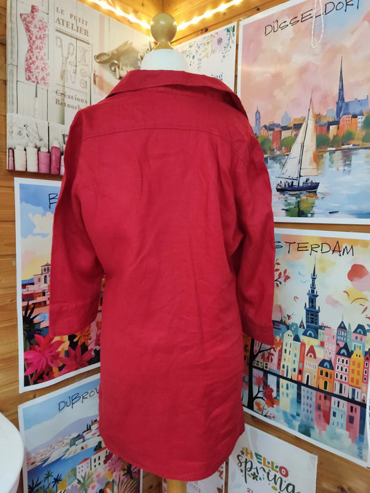 Lange Damenbluse in kräftigem Rot - Marco Pecci - Gr. 44