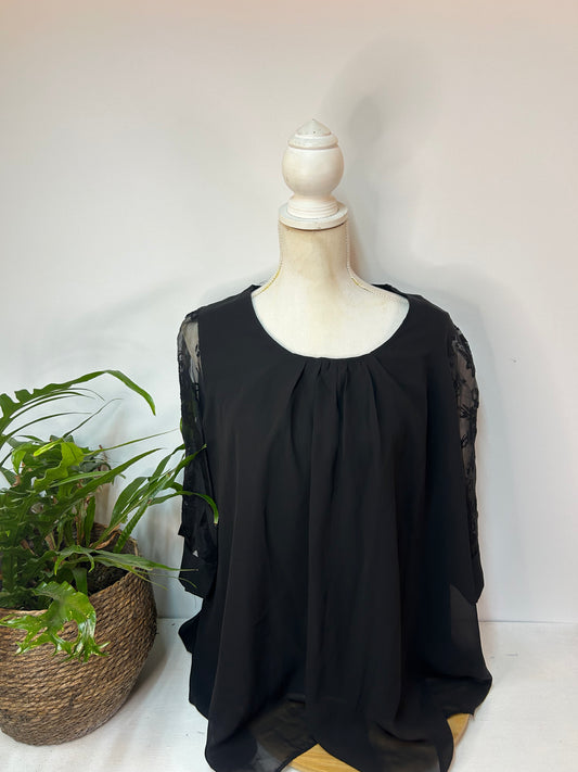 Kurzarm Bluse mit Spitzen Details - Bonprix Collection - Gr. 50