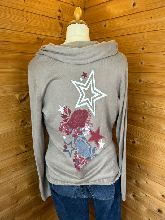 Pullover mit Kragen & coolem Backprint / Rücken Muster - Bonprix Collection - Gr. L