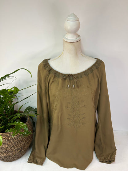 Langarm Bluse mit Stickerei - Esprit - Gr. M / L