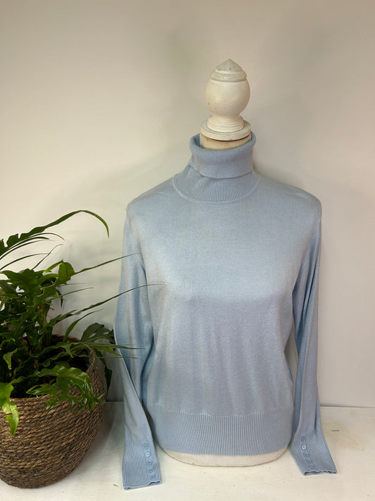 Unifarbener Rollkragen Pullover - Rabe - Gr. L