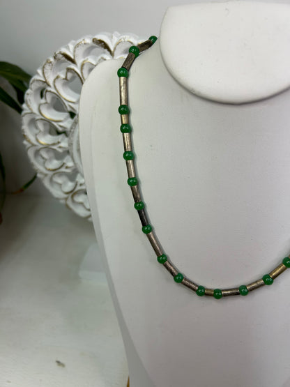 Handgemachte Halskette mit Jade/ Aventurin & Silber - Unikat - Schmuck