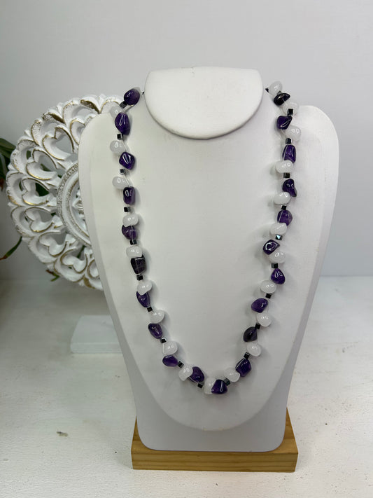 Handgearbeitete Amethyst & Silber Halskette - Unikat - Schmuck