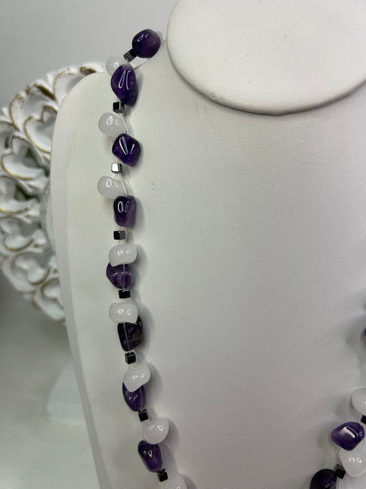 Handgearbeitete Amethyst & Silber Halskette - Unikat - Schmuck