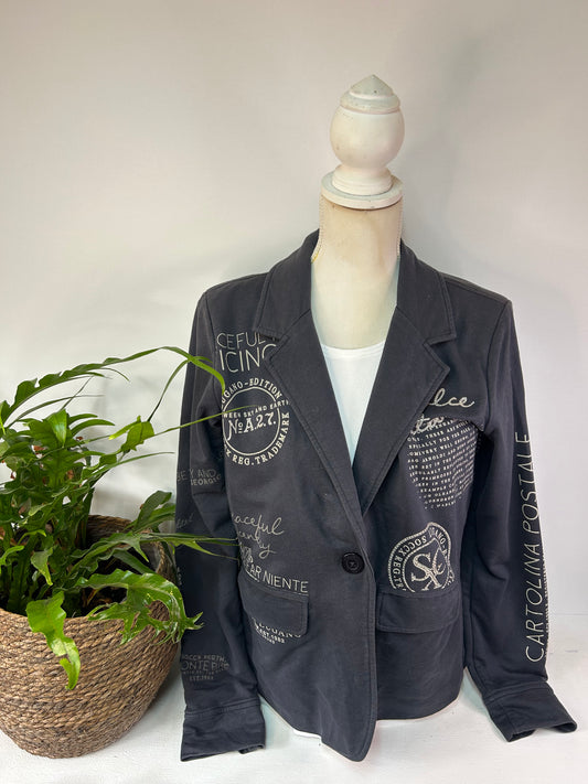 Ausgefallener Blazer mit Schriften - SOCCX - Gr. XL