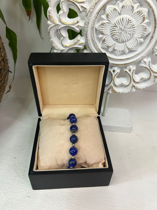 Handgemachtes Lapislazuli Armband mit Silber - Unikat - Schmuck