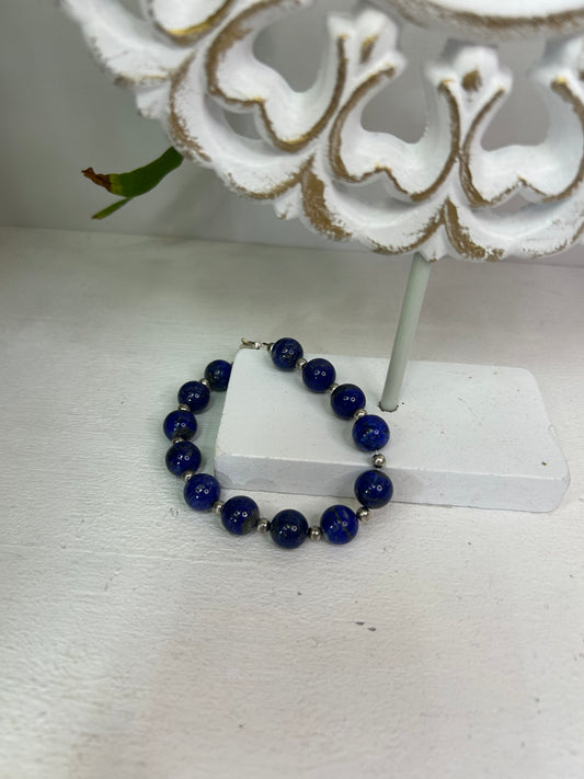Handgemachtes Lapislazuli Armband mit Silber - Unikat - Schmuck