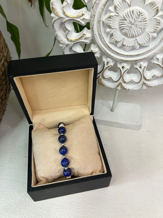 Handgemachtes Lapislazuli Armband mit Silber Würfeln - Unikat - Schmuck