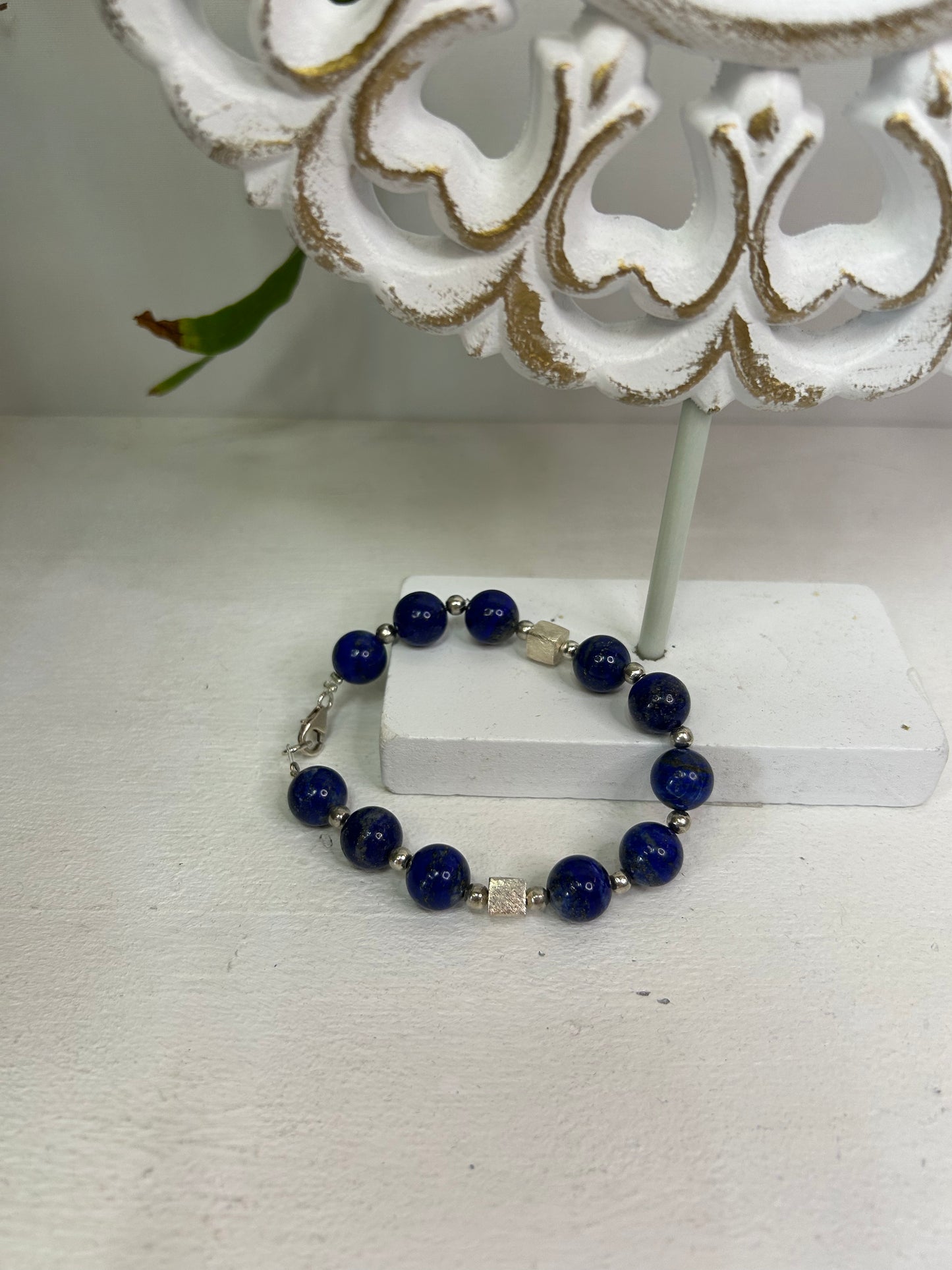 Handgemachtes Lapislazuli Armband mit Silber Würfeln - Unikat - Schmuck