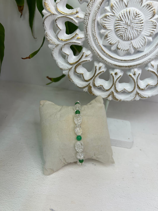 Handgemachtes Armband aus Bergkristall & Chrysopras - Unikat - Schmuck
