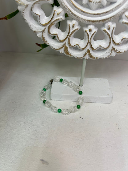 Handgemachtes Armband aus Bergkristall & Chrysopras - Unikat - Schmuck