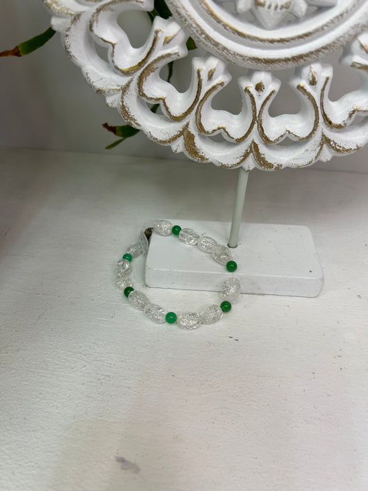 Handgemachtes Armband aus Bergkristall & Chrysopras - Unikat - Schmuck